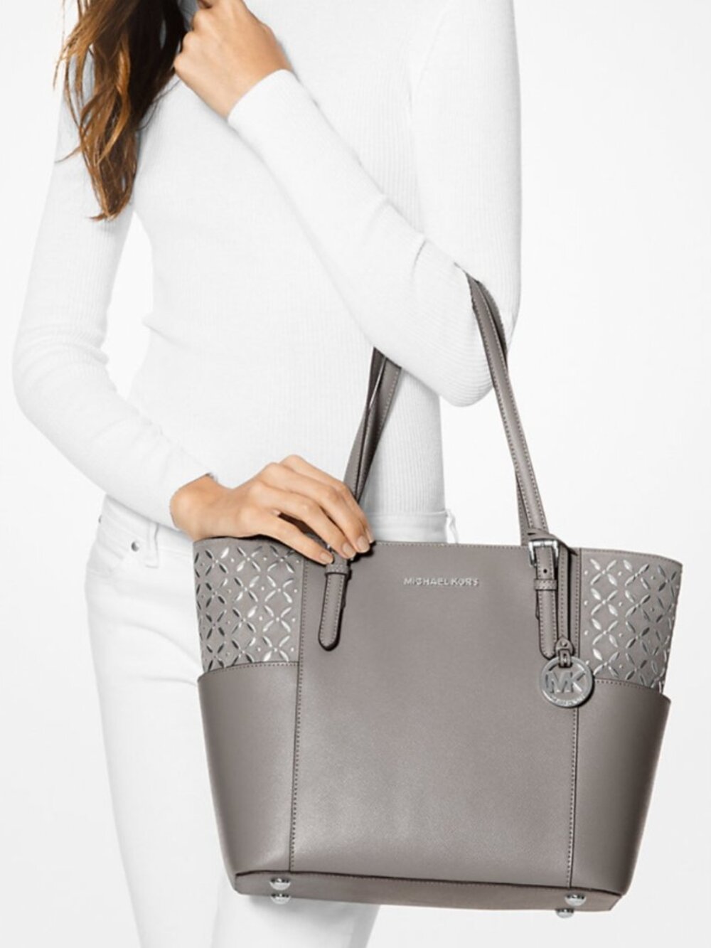 Michael Kors Jet Set Large Embellished Leather Tote Bag